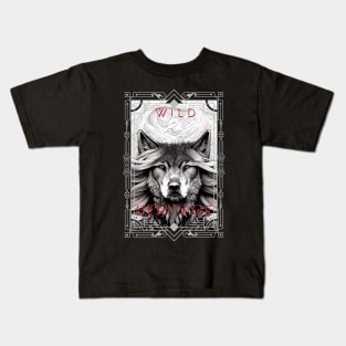 Wolf Animal Wild Nature Illustration Line Epic Illustration Line Art Kids T-Shirt